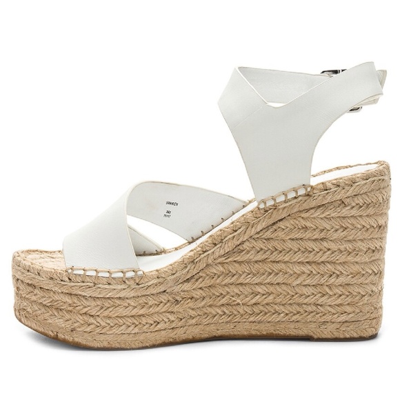 SIGERSON MORRISON Arien platform wedge Espadrille white leather sandal pumps 9 - Picture 2 of 15
